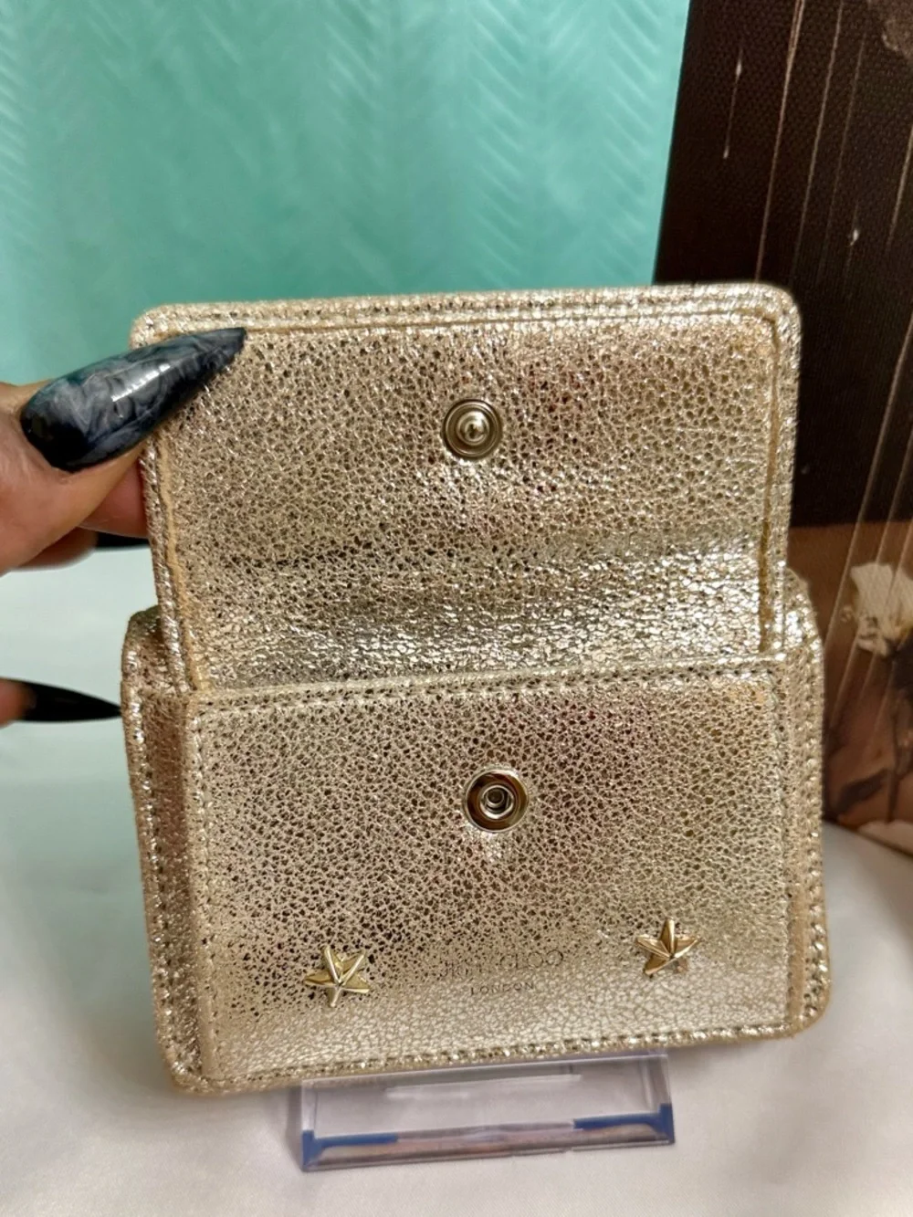 EUC - Jimmy Choo Nemo Star-Studded Trifold Wallet - Full Set - Picture 6 of 13